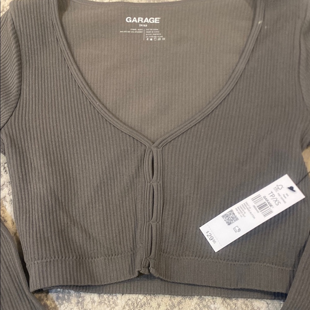 Garage Women's Gray Ribbed Crop Top